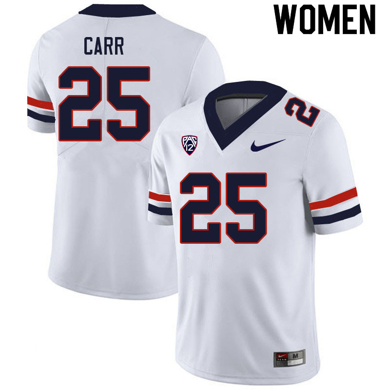 Women #25 Javione Carr Arizona Wildcats College Football Jerseys Sale-White - Click Image to Close